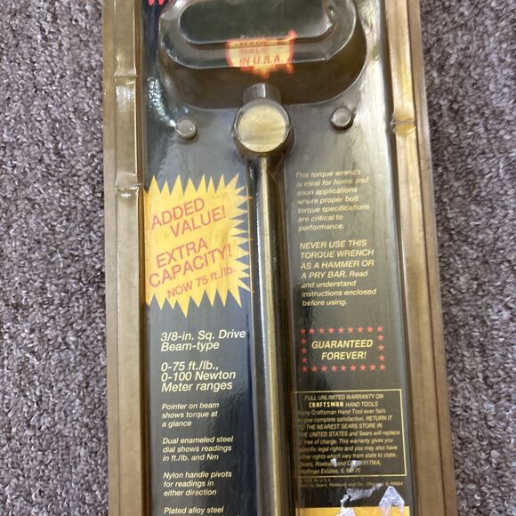 Vintage Craftsman no.44690 torque wrench USA made old new stock  - Yellow - Picture 3 of 5